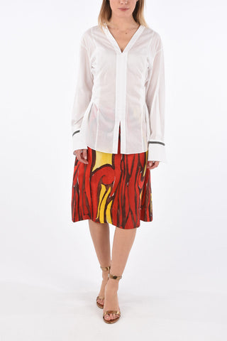 Blouse with Back Bow and Jewel Cuffs