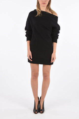 knit off-shoulder above knee dress