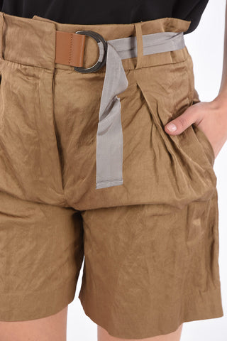 Crinkled Shorts with Belt