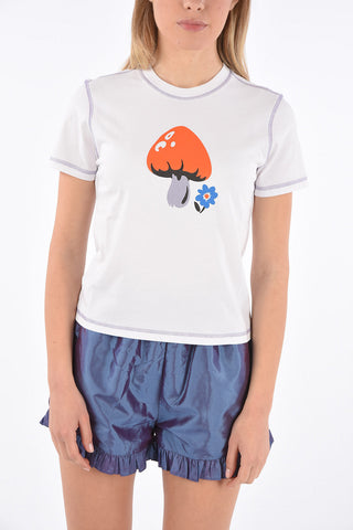 Mushroom Print Crewneck T-Shirt