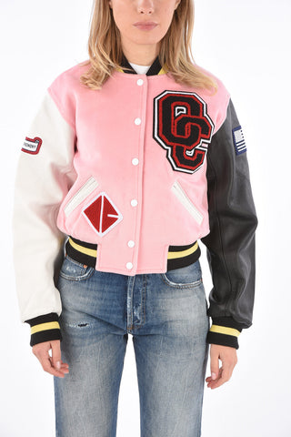 Leather Sleeve Varsity Bomber