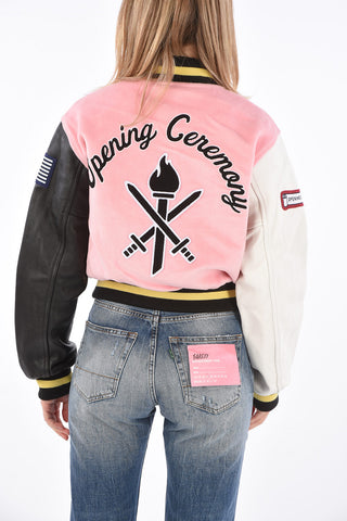Leather Sleeve Varsity Bomber
