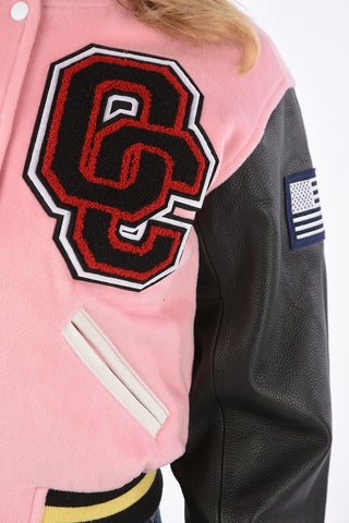 Leather Sleeve Varsity Bomber