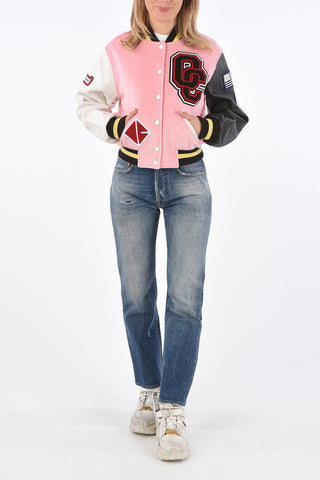 Leather Sleeve Varsity Bomber