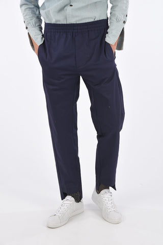 Pantaloni Dritti in Cotone con Elastico in Vita