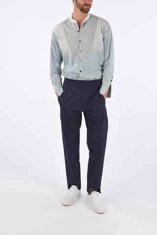 Pantaloni Dritti in Cotone con Elastico in Vita