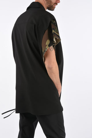 Maxi Camicia Oversize con Maniche a Contrasto
