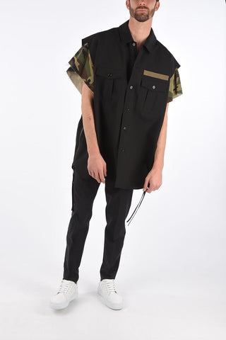 Maxi Camicia Oversize con Maniche a Contrasto