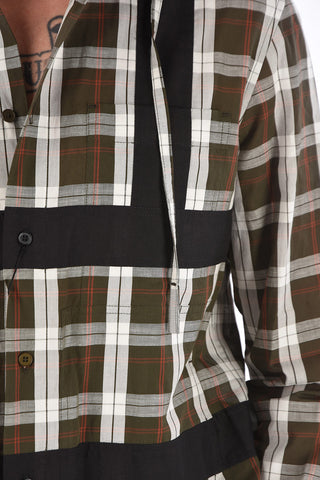 Tartan Printed HARNESS Jetted Pocket Shirt with Hood