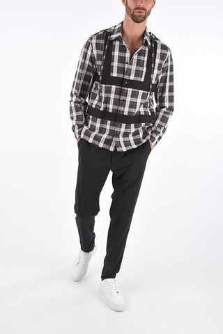 Tartan Printed HARNESS Jetted Pocket Shirt with Hood