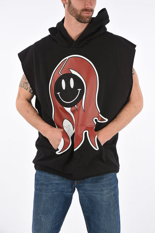 Printed Sleeveless Oversized Hoodie