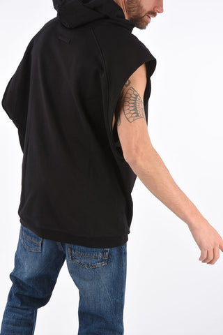 Printed Sleeveless Oversized Hoodie