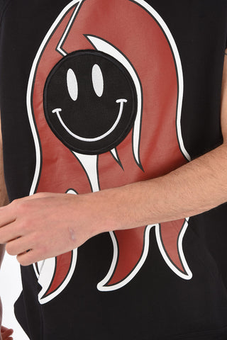 Printed Sleeveless Oversized Hoodie