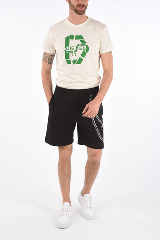 Cotton Shorts with Chain Embroidery