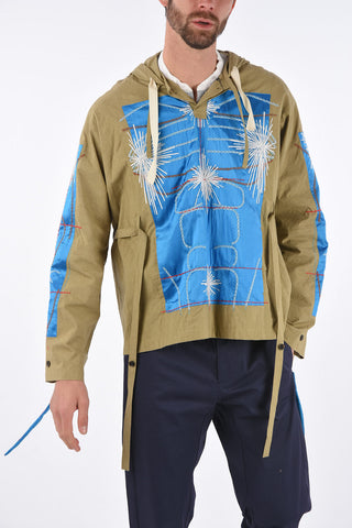 Embroidered Shirt  with Hood And Belt