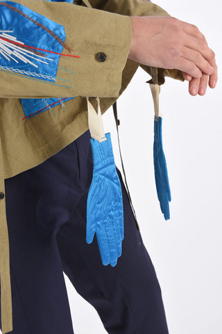 Embroidered Shirt  with Hood And Belt