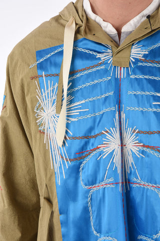 Embroidered Shirt  with Hood And Belt