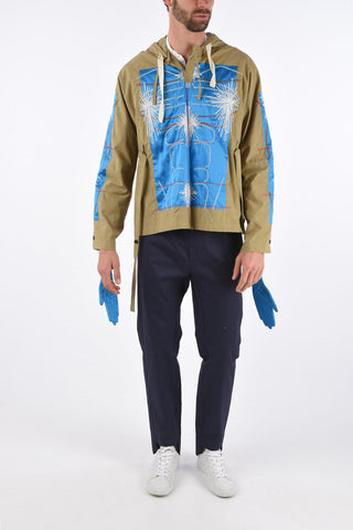 Embroidered Shirt  with Hood And Belt