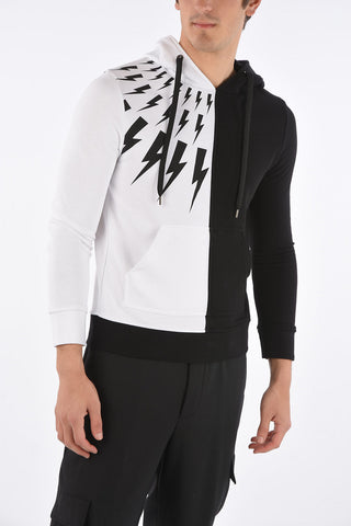 Felpa Bicolore Slim Fit con Cappuccio  