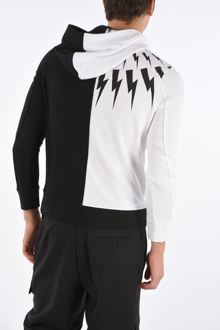 Felpa Bicolore Slim Fit con Cappuccio  