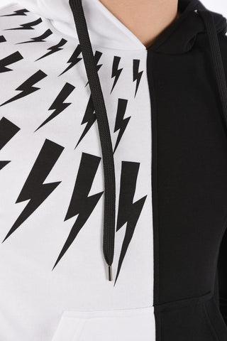 Felpa Bicolore Slim Fit con Cappuccio  