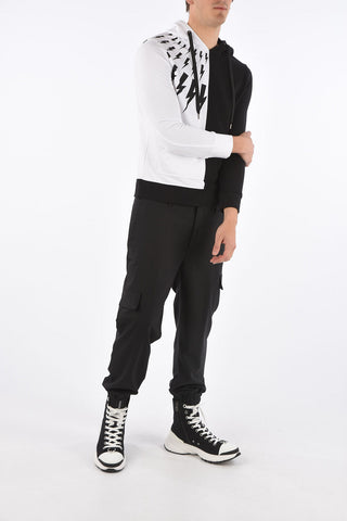 Felpa Bicolore Slim Fit con Cappuccio  
