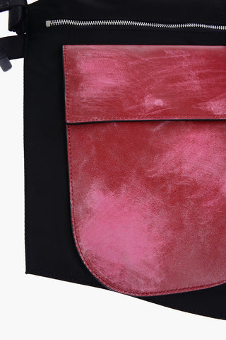 Vintage Effect Crossbody Bag with Leather Details