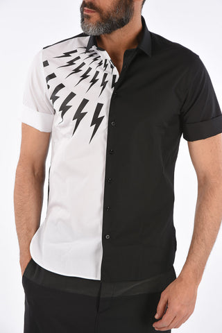 Two Tone Short Sleeve Slim Fit Shirt