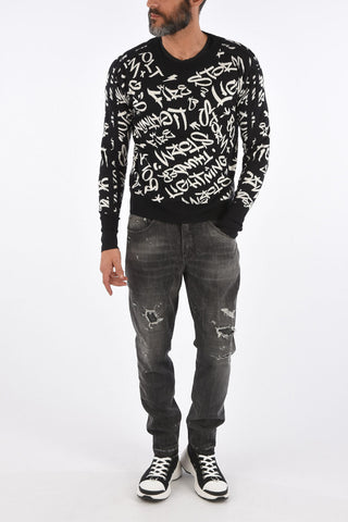 Embroidered Easy Fit Crew-Neck Sweater