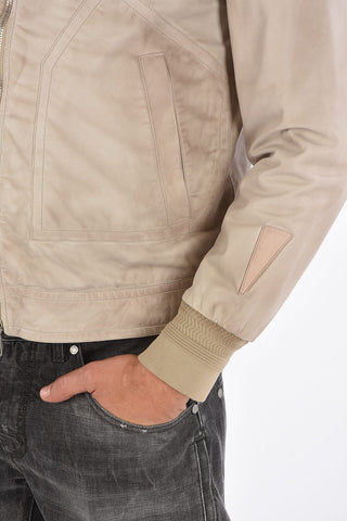 Giubbotto in Pelle con Chiusura Zip