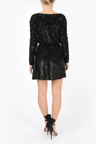 Sequined Draped Mini Dress