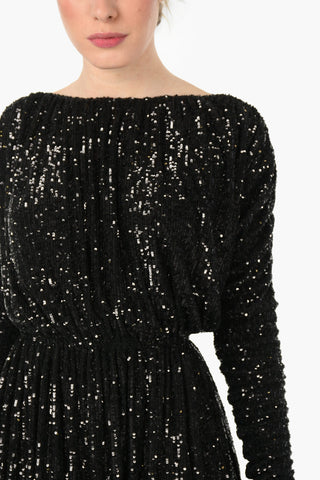 Sequined Draped Mini Dress