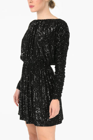 Sequined Draped Mini Dress