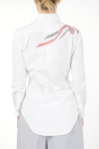 Camicia Button-Down con Fiocco Ricamato in Perline 