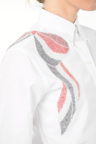 Camicia Button-Down con Fiocco Ricamato in Perline 