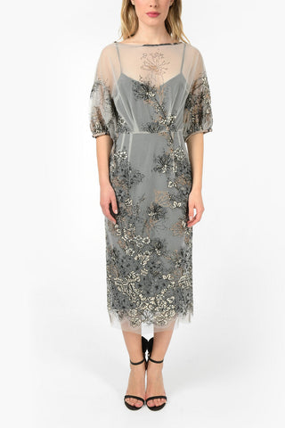 Tulle Floral Embroidered Dress