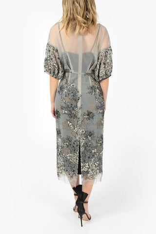 Tulle Floral Embroidered Dress