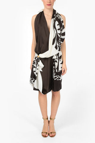 Drapiertes Neckholder-Kleid ZEBRA