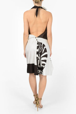 Drapiertes Neckholder-Kleid ZEBRA