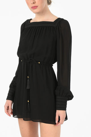 Long Sleeve Mini Dress with Embrodered Details