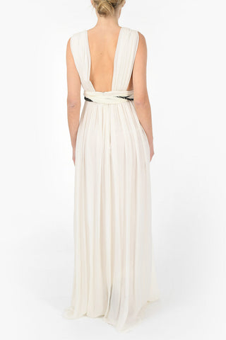 Silk Maxi Draped Dress with Jewel Belt 