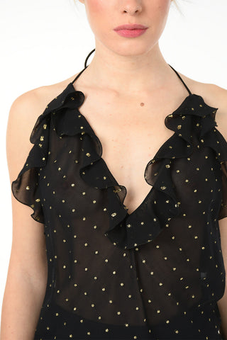 Top in Seta con Pois in Lurex
