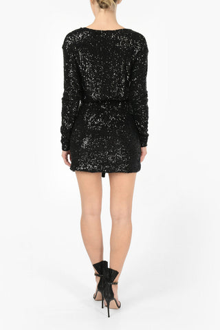 Sequined Mini Dress with Belt