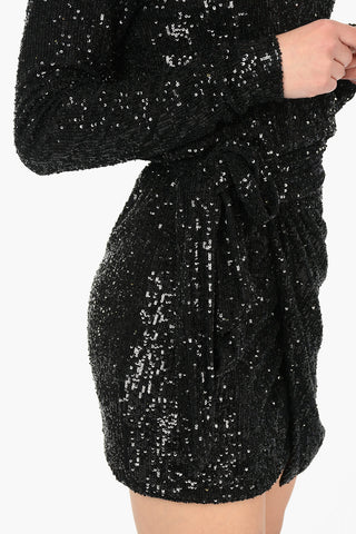 Sequined Mini Dress with Belt
