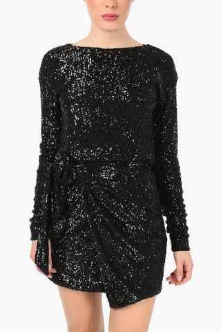 Sequined Mini Dress with Belt