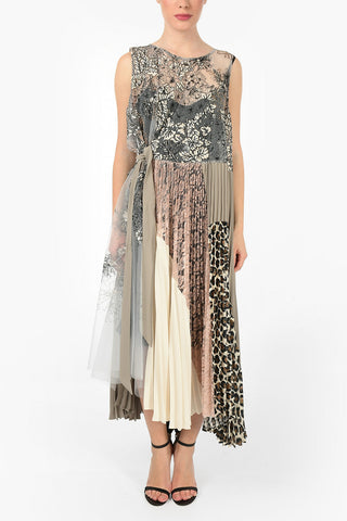 Floral Embroidered Sleeveless Accordion Dress