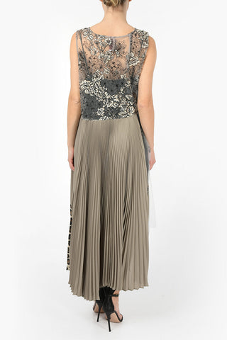 Floral Embroidered Sleeveless Accordion Dress