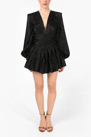 Mini Dress Floreale con Maniche Long Lantern