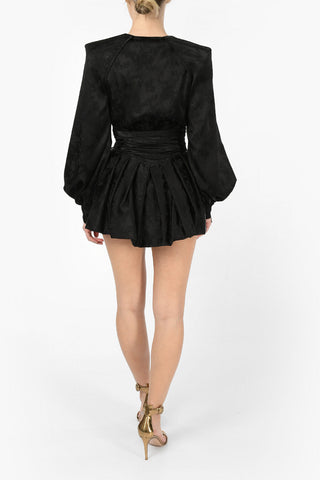 Mini Dress Floreale con Maniche Long Lantern