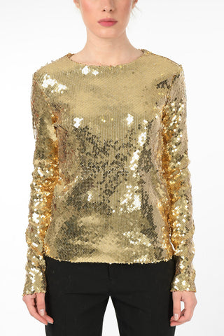 Top BETTIE in Pailettes a Maniche Lunghe